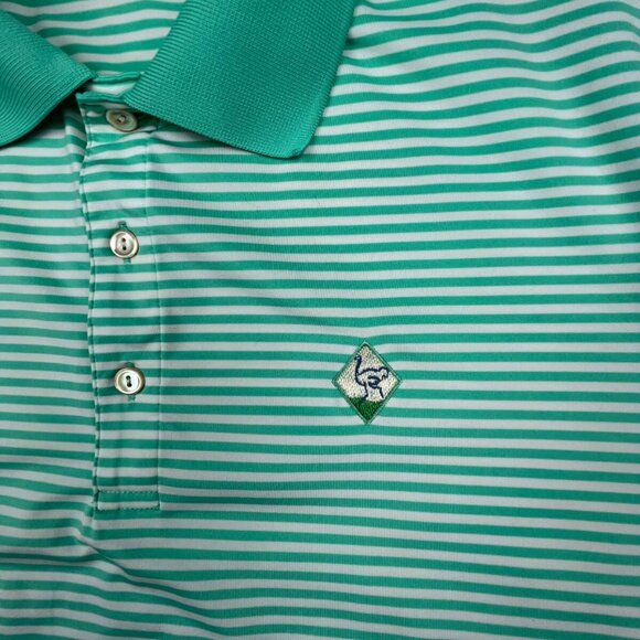 Vineyard Vines Mens Shirt XL Green Striped Short Sleeve Golf Club Emu Stretch - Picture 6 of 11